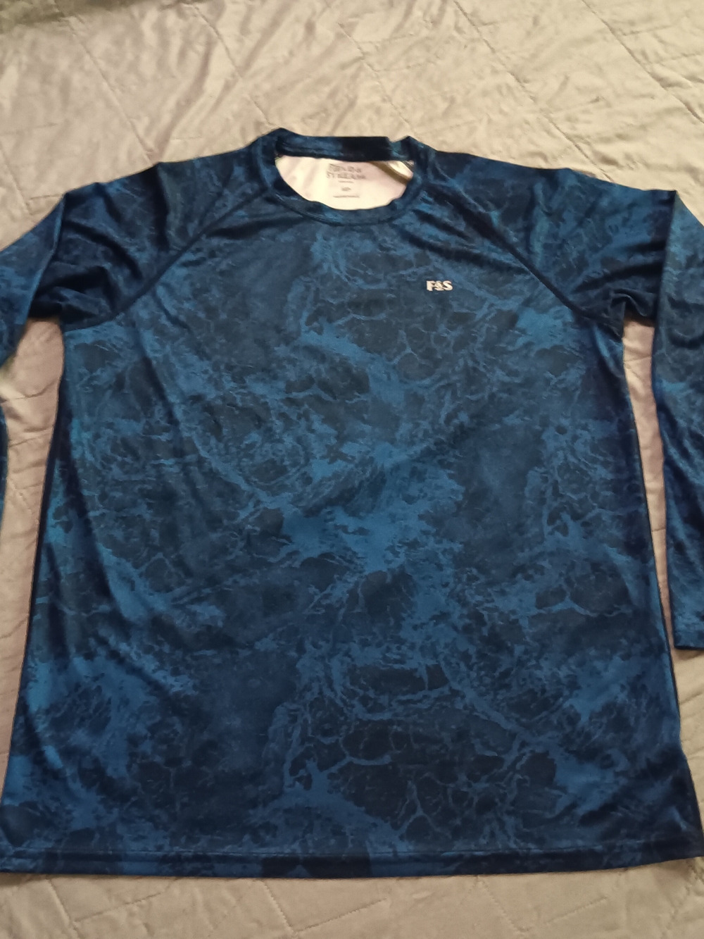Field & Stream Men's Dark & Navy Blue Long-Sleeve Rash Guard-size M- Like New